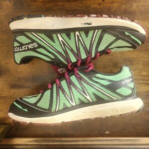 Salomon Women's X-Tour Running Shoes - Green and Pink